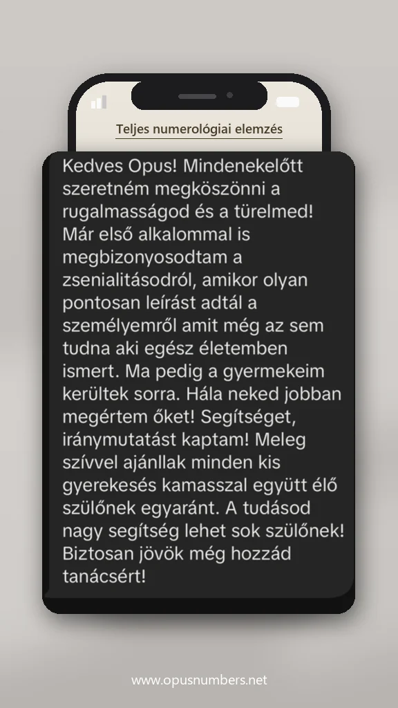 Ügyfélvélemény a numerológiai elemzésről (üzenet képernyőképe) – 38. / 38
